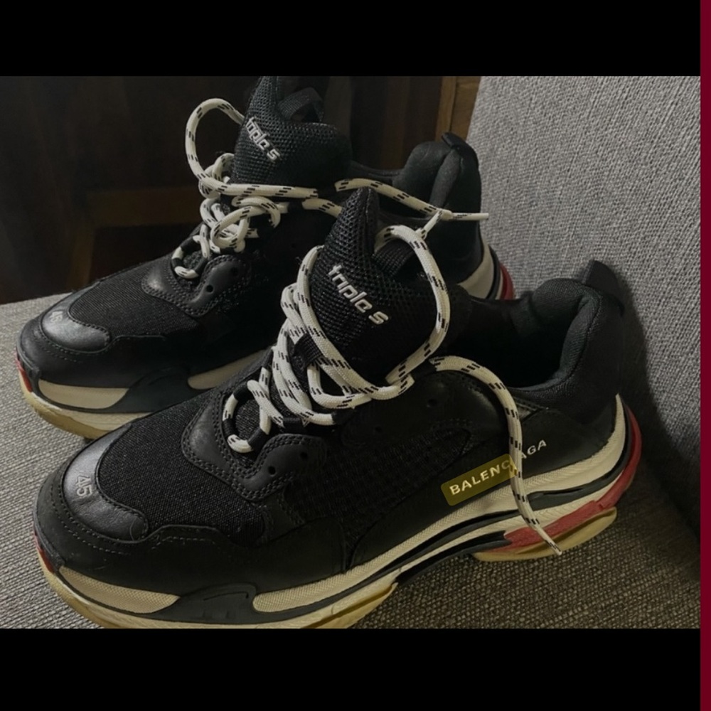 Balenciaga Triple S Black and White Sneakers